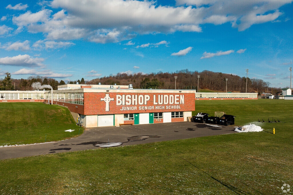 Bishop Ludden's iconic logo as seen on the side of the school.