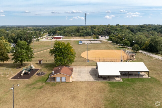 New Munster Park includes a baseball field, a playground, and green space for the community.