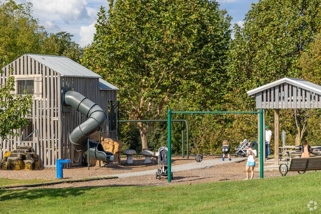 A barn-themed playground can be found at Goddard Park.