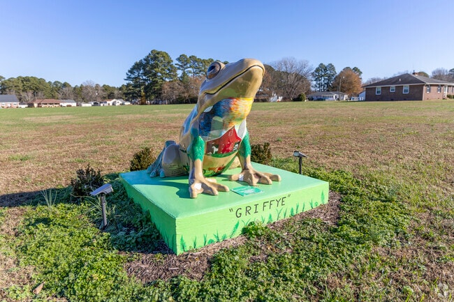 Don't miss Griffye the tribute to farming frog in Windsor, Virginia.