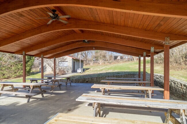 The picnic shelter at Ziegler Park has many tables for families to enjoy food and socialization.