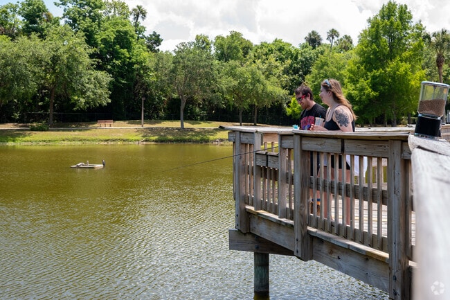 Groves locals enjoy fishing off the bridge in Reed Canal Park.