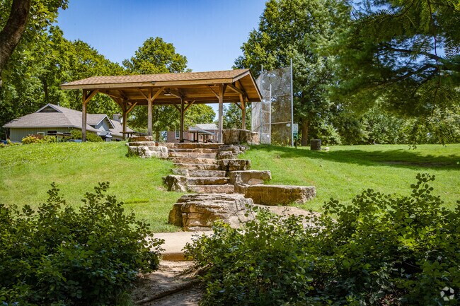 View of the path to the picnic area at Southwest Park, located in Webster Groves.