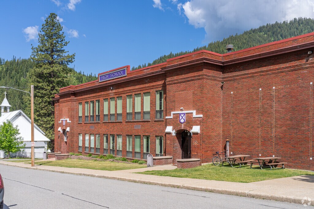 Mullen High School features a historic brick building for its students.