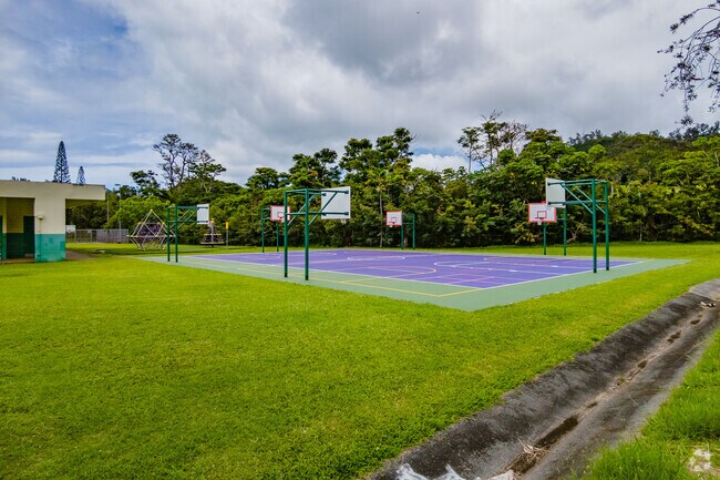 Students spend recess at the basketball courts and playground at Ahuimanu Elementary School.