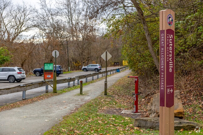 Hop on the Youghiogheny River Trail in Sutersville-Gratztown, running along the Youghiogheny.