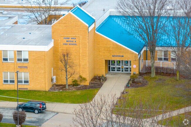 Derry Area Middle School has multiple entrances for students' convenience.