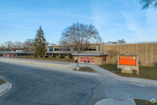 The drop off entrance at Dearborn High School.