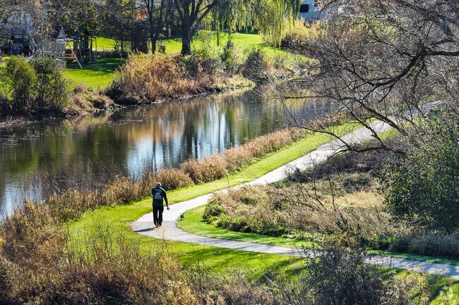 Fox Trail Park is a scenic pathway to go for a walk near Slocum Lake.
