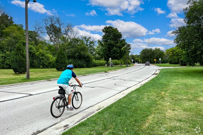 Estabrook Park offers riverside trails popular with cyclists.