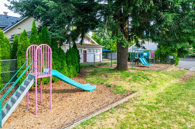 A slide and play structure at the St Andrew Nativity School.
