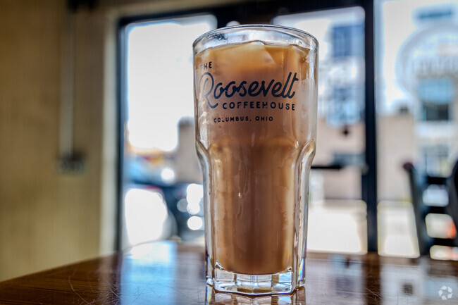 Grab a delicious ice coffee at Roosevelt Coffeehouse in the Discovery District.