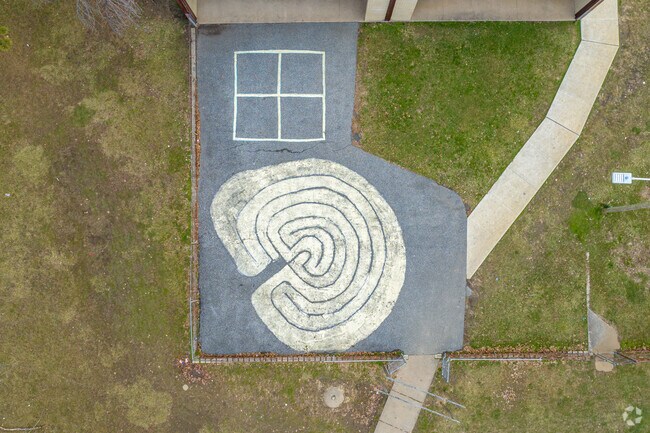 Students can find their way through the maze at Evans Elementary School.