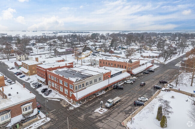 Local businesses and shops line Kentland’s historic downtown district.