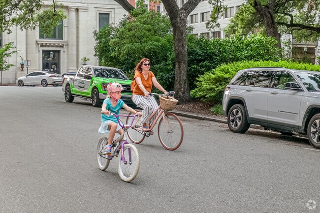 Downtown Savannah is well suited for bicycle riding near Benjamin Van Clark.