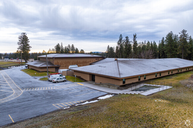 Liberty Elementary and junior high has a connected parking lot to the high school.