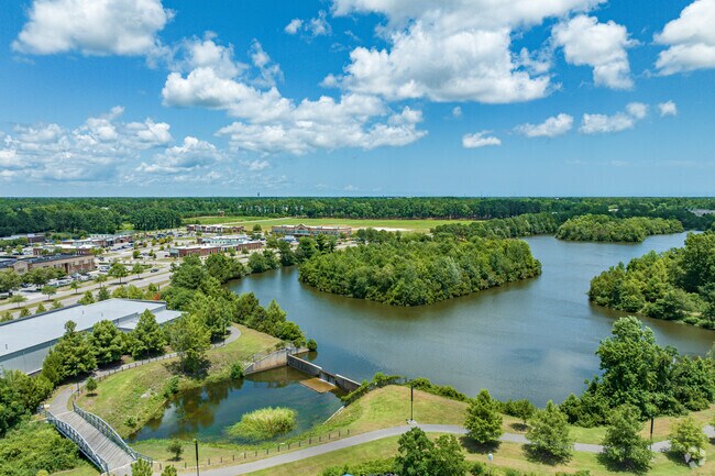 The Cross City Trail surrounds the lake at Anne McCrary Park near Empie Park.