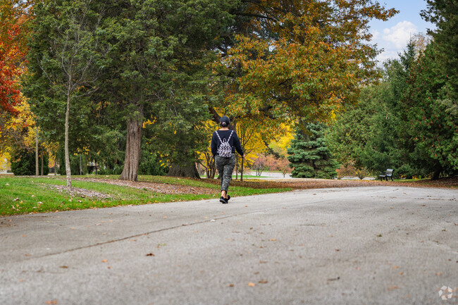 Memorial Park in Fort Wayne has gorgeous tree lined trails for peaceful walks.