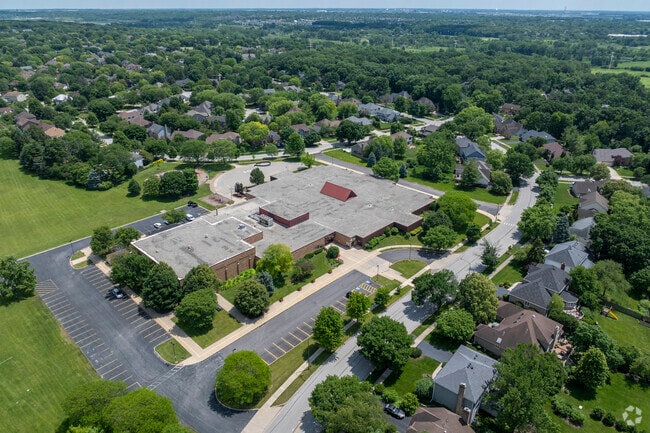 River Woods Elementary School is tucked away in a residential area.