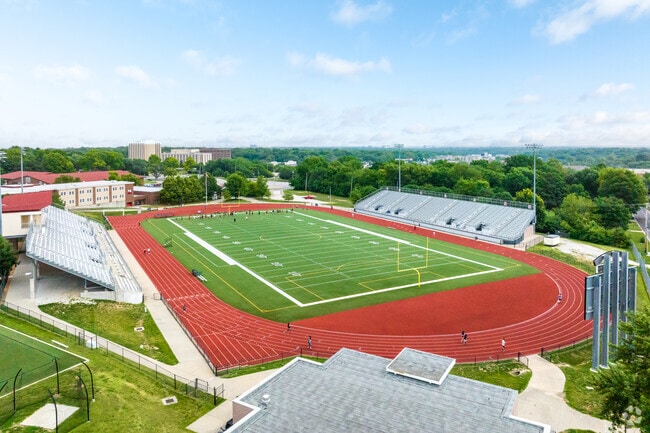 Shawnee Mission North High School has a nice football field, and their mascot is the Bison.