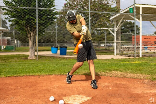 Practice your swing at the Dover District Park baseball fields.