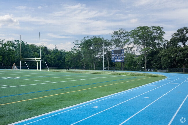 A multi-purpose athletic field sits on the campus of George  Hewlett High School in Hewlett, NY.
