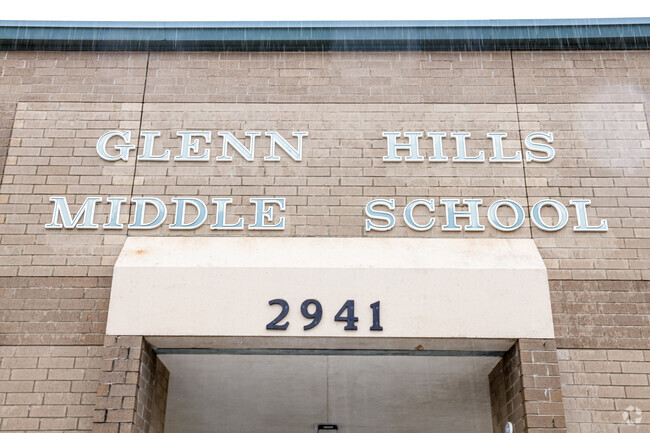 Glenn Hills Middle School  front entrance sign in Augusta, GA.