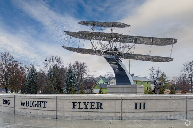 A sculpture of the Wright brothers and their 1905 Wright Flyer III is in Wright-Dunbar.