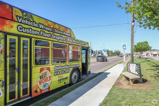 Tulsa Transit runs multiple stops throughout Millwood neighborhood.