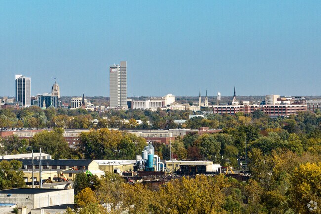 Interurban Acres unveils a stunning vista, with downtown Fort Wayne in the distance.