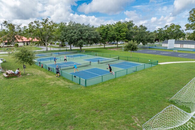 There is fun pickleball games at Jim LeGrone Memorial Park.