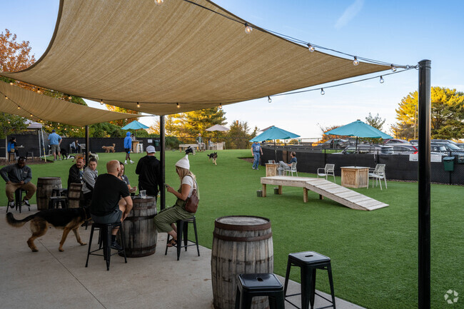 Sit down and enjoy a drink while your pup enjoys their paw pals at Tucker's Tap Yard.