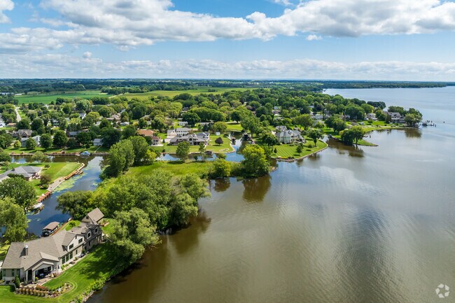 Butte des Morts rests on the northern bluffs of Lake Butte des Morts.