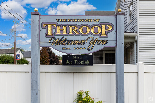 Welcome to Throop signs can be found as you enter the Throop neighborhood.