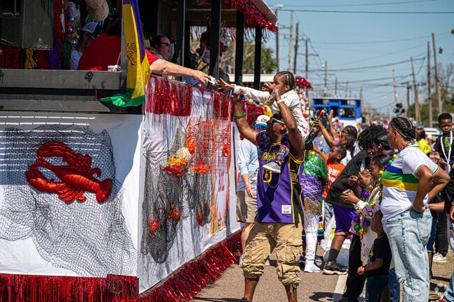 The Krewe of Lul Mardi Gras Parade is a yearly tradition near Bayou Gauche.