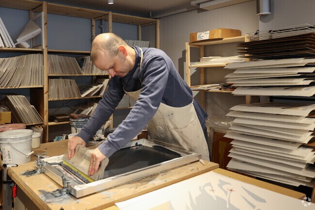 Stop in to Rusty & Ingrid and watch them create beautiful screen prints.