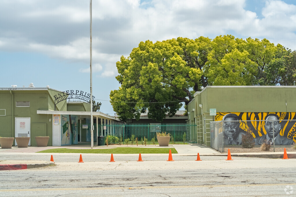 Enterprise Middle School in Compton has gates to ensure student safety on campus.