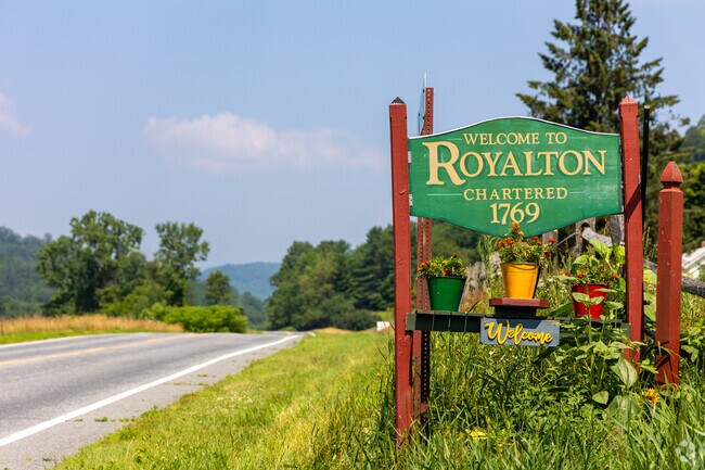 Royalton’s welcome sign greets visitors to this historic Vermont town.