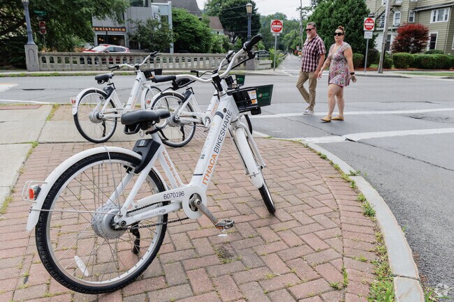 Electric Ithaca Bikeshare bikes are a ubiquitous way to get around the city.