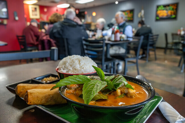 Muang Thai Restaurant and Sushi serves authentic curries and more.