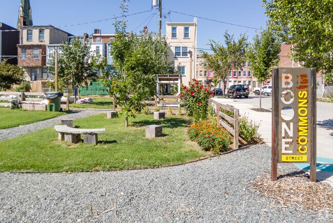 The Boone Street Commons is a community greenspace in the East Baltimore Midway neighborhood.