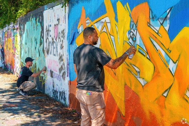 The nearby 34th Street Wall, minutes from Black Acres, features local art.