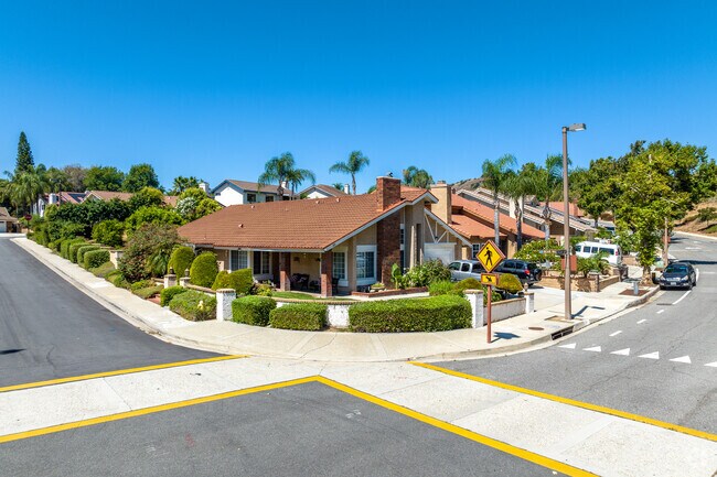 Modern homes sit on curved streets in Phillips Ranch.