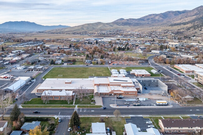 A welcoming entrance is seen at Morgan Middle School.