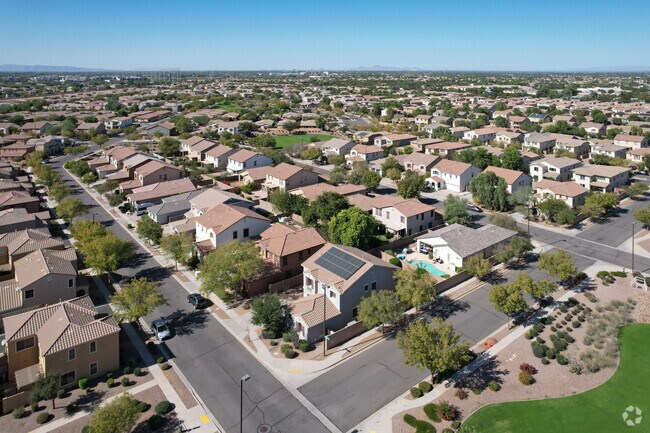 Lyon's Gate neighborhood in Gilbert are filled with two-story ranch style homes.