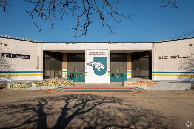 Jenks Middle School, a landmark in Pawtucket's education located in the Oak Hill neighborhood.
