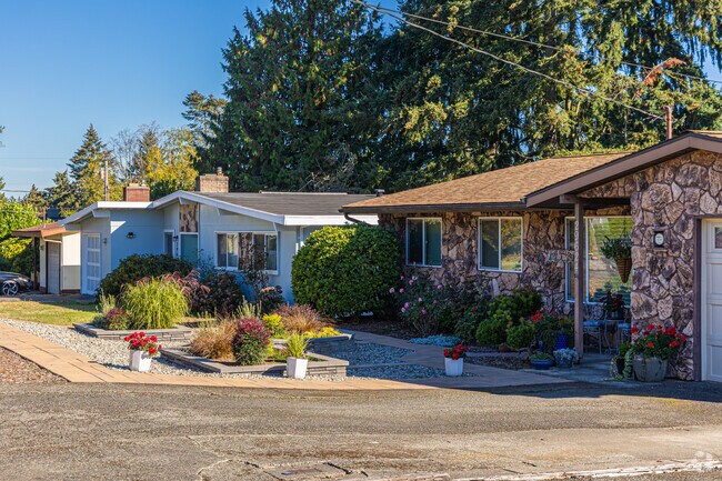 A row of beautiful ranch style homes in the Steel Lake neighborhood.