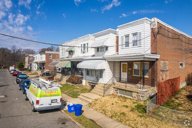 Mayfair rowhomes often come with street parking, typical of the Philadelphia, PA area.