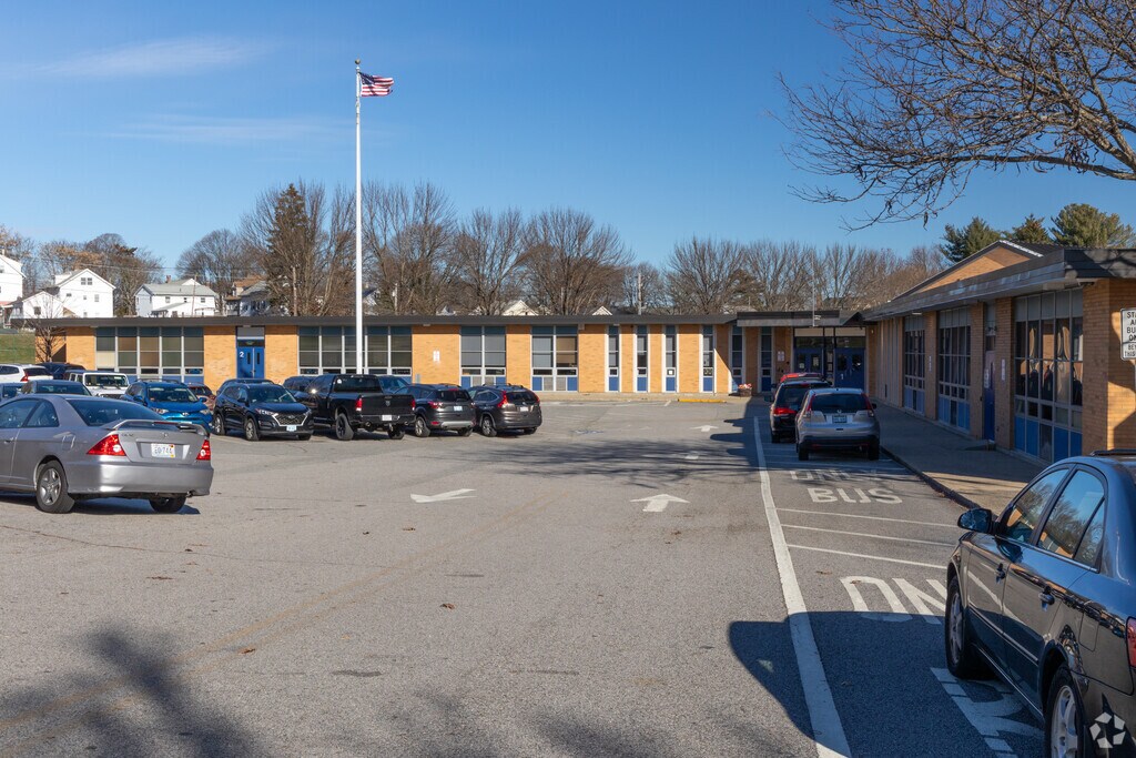 Front right side of Agnes E. Little Elementary School in Pawtucket.