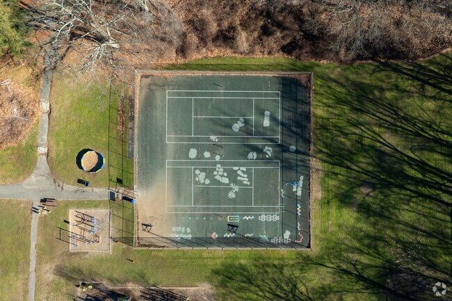 Silvermine Elementary School has a fun area for kids to playm.